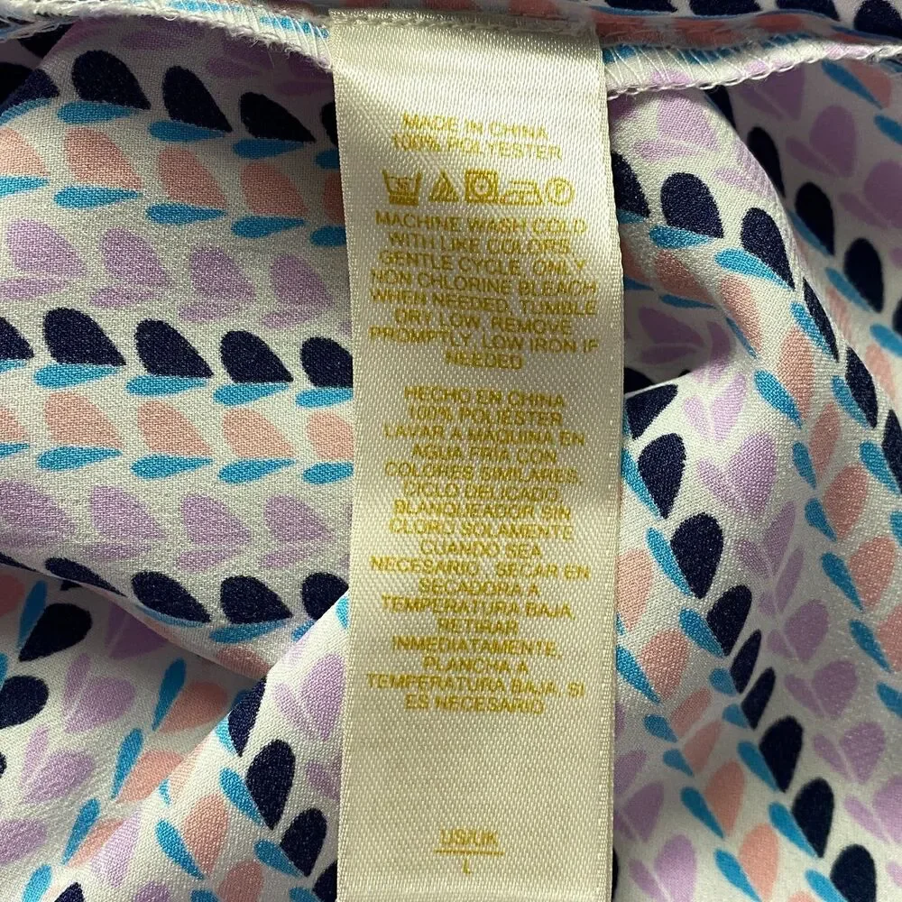 Kate Spade Satin Striped Heart Print Pajama Top Women's Size Large
